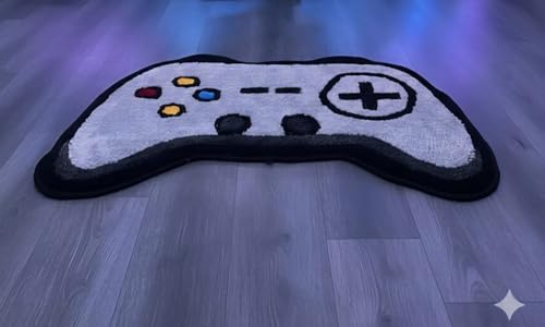 Image of Cartoon Game Controller Rug for Boys' Room, Gaming Room Decor Carpet, Shower Mat Indoor Door Mat, Non-Slip, Absorbent, Machine Washable Floor Mat (22 inch x 34 inch, Gray) new