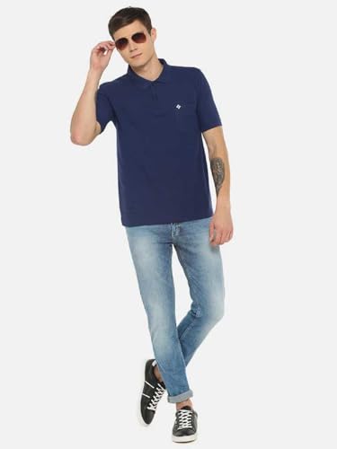 Image of Dollar Men's Pack of 1 Solid Cotton Blend Polo Neck T-Shirt