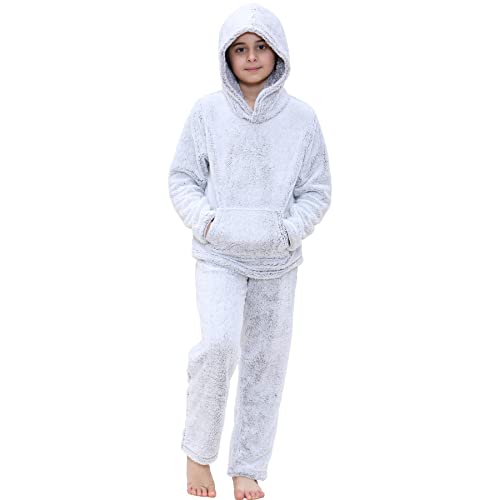 Pyjamas en polaire chaude pour enfants ensemble homewear contre le froid de 5 à 13 ans