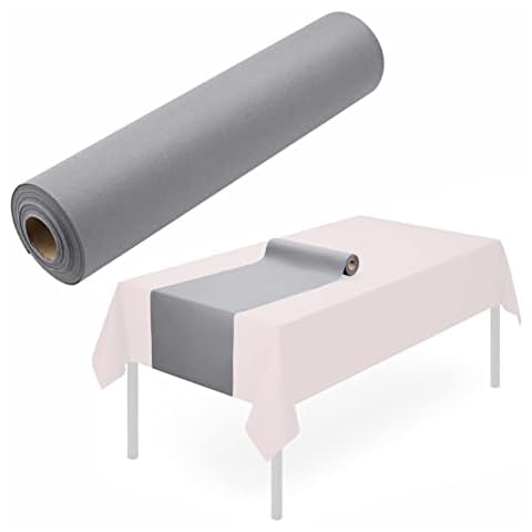 Disposable Table Runner for Dining Table, 16" x 48" 20-Pack Linen-Like Gray Paper Table Runners for Party, Wedding Or Event Cover