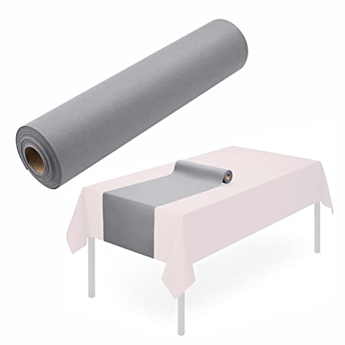 Lot de 20 chemins de table jetables pour table de salle à manger, 40,6 x 121,9 cm, gris aspect lin pour fête, mariage ou événement