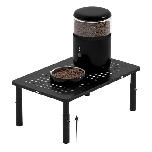 WSOWX Adjustable Automatic Cat Feeder Stand - Non-Slip Elevated Holder for Cats/Puppies Fits Most Automatic Feeders & Water Dispensers Black(Holder ONLY)