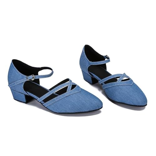 SWDZM Girls Ballroom Dance Shoes Closed Toe Latin Salsa Tango Practice Dance Shoes Low Heel2