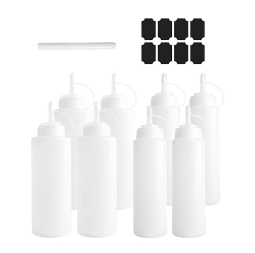 midgreyeye 8 Pcs Squeeze Bottle 4pcs 250ml/8oz And 4pcs 360ml/12oz Total Capacity 2400ml Squeezy Bottles with Nozzles for Sauce Sauce Bottle Potion Bottles Oil Bottle Sauce Dispenser Ketchup Bottle