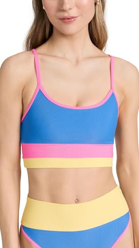 Beach Riot Women's Eva Bikini Top, Coral Reef Colorblock, Blue, XL