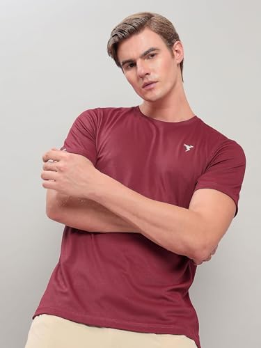 Image of TECHNOSPORT Men's Slim Fit Polyester Activewear Sports T-Shirt with Moisture-Wicking Comfort for Workout, Running & Gym