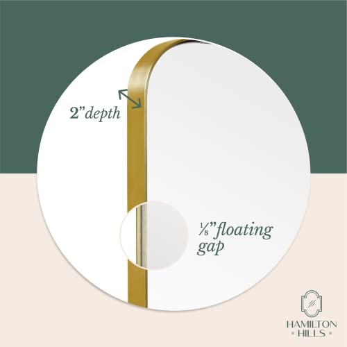 Hamilton Hills 16x24 inch Brushed Gold Metal Framed Mirror | Pivot Mirrors for Bathrooms | Rounded Corner Rectangular Frame with Tilt Mirror Brackets | Adjustable & Tilting Farmhouse Wall Vanity - Image 4