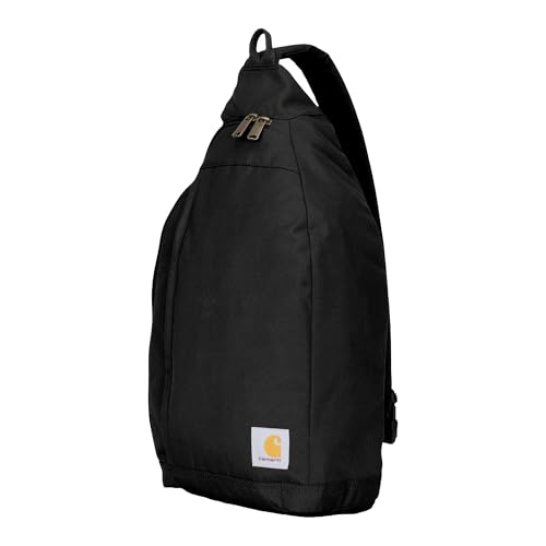 Image of Carhartt Durable Sling Bag, Crossbody Backpack with Side Release Buckle, Tablet Sleeve and Adjustable Strap, Black, 10L