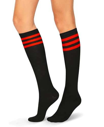 Image of Women's Knee High Athletic Socks Casual Stripes Tube Socks Outdoor Sport Socks
