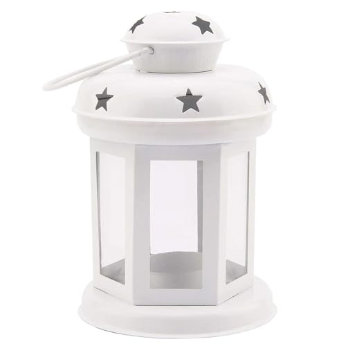 Image of Mini Metal Tea Light Lantern Set of 1 White Candle Holder Home Decor | | Perfect for Living Room, Bedroom, Pooja Space, Festive Decor, Weddings, Housewarming & Gifting Ideal for Diwali, Wedding