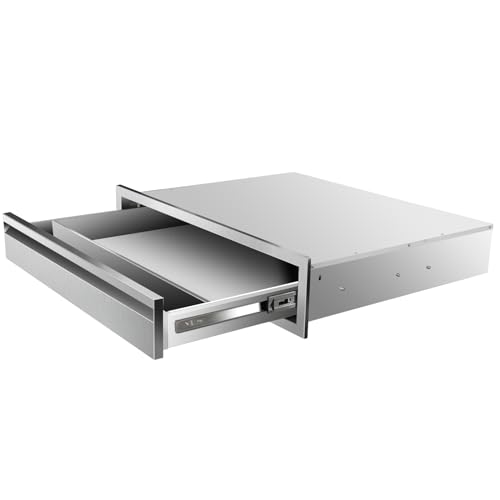 Image of Outdoor Kitchen Drawers 30 inch W x 6.5 inchH x 23 inchD Flush Mount Single BBQ Drawers Built-in Stainless Steel Drawer for Outdoor Kitchen Island, Patio Grill Station
