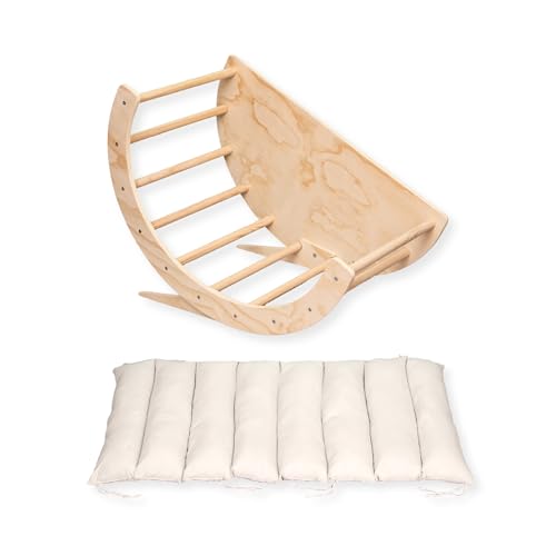 Buxibo 2-in-1 Kletterbogen mit Kissen – Spielbogen aus Holz –...