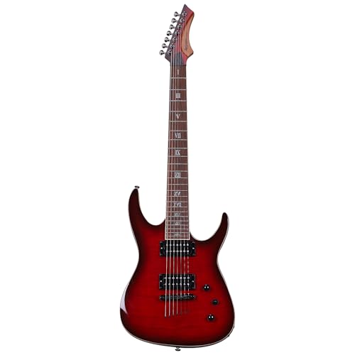 Leo Jaymz Tempest 7-String Electric Guitar, Mahogany Body and Roasted Maple Neck, Rosewood...