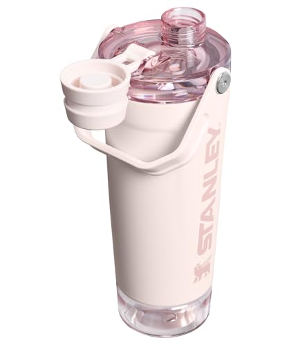 Image of STANLEY Vitalize Shaker Bottle, 20 oz, Rose Quartz | Leakproof Shaker Bottle | Fast-Flow Spout | Removable Strainer | Easy-Grip Handle | Base Container | Double-Wall Insulation