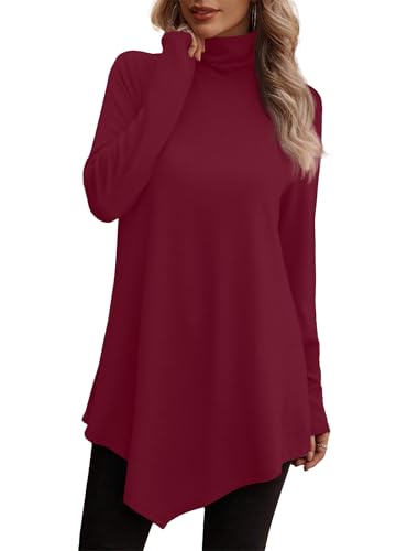 JUSTFASHIONNOW Mock Neck Tops for Women Casual Fall Shirts 2025
