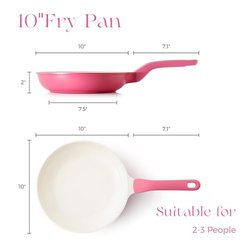 PRICUSIS Nonstick Ceramic Frying Pan, 8/10 Inch Skillet with Stay Cool Handle, Fully Coated, Induction Compatible, 100% Dishwasher Safe, PTFE PFAS & PFOA Free(10 Inch, Raspberry Red) by PRICUSIS - Used condition - Image 9