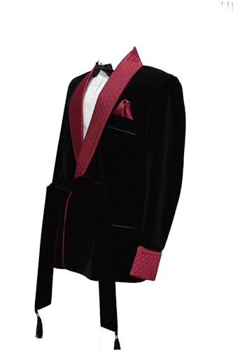 Smoking Jacket, Men Double Breasted Luxury Velvet Black Cigar Robe & Blazer for Dinner,Party,Wedding,etc3