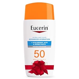 Eucerin Sun Advanced Hydration Ultra-Lightweight Face Sunscreen SPF 50 with Hyaluronic Acid & Humectants, Hydrating Sunscreen for Face, Non Comedogenic and Hypoallergenic, 1.7 Fl Oz Bottle