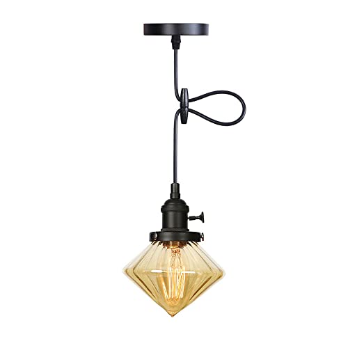 Suspension noire design en verre ambré pour un éclairage chic de restaurant et bar