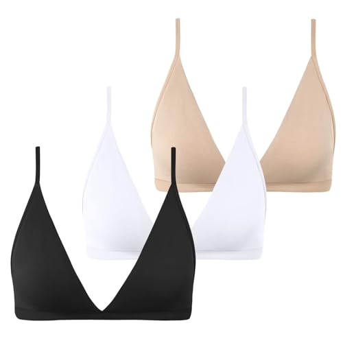 Image of INIBUD Bralette for Women Removable Padded Bra Yoga Seamless V Neck Triangle Adjustable Straps Wireless