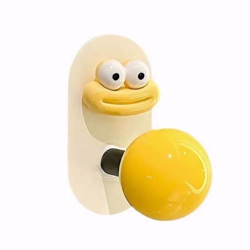 Image of Cartoon Face Self-Adhesive Wall Hook with Colorful Ball Shape Knob, No-Drill Hanging Hook (1)