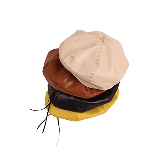 KMBANGI Toddler Baby Girls Beret Hat Pu Leather Kids Little Girl French Beanie Cap Winter Autumn4