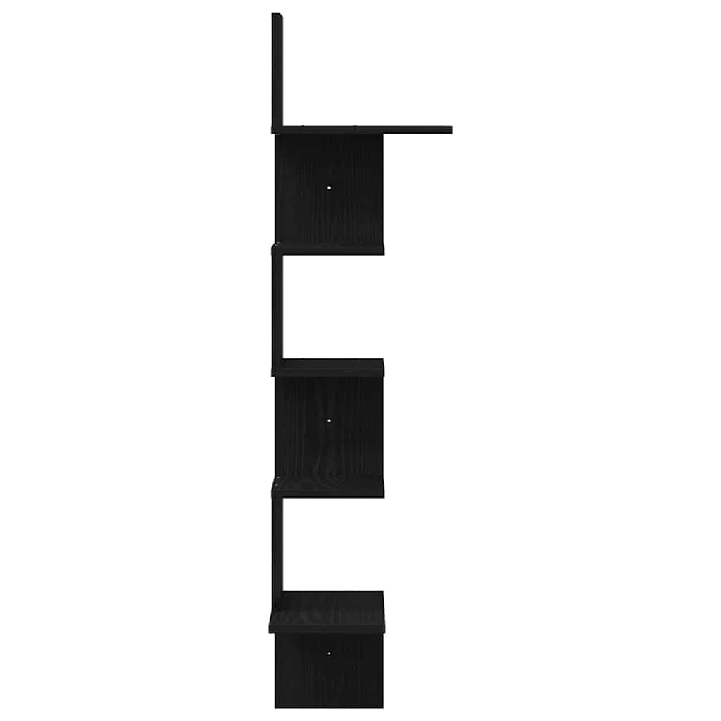vidaXL Estante de Esquina de Pared contrachapado Negro 32x32x127,5 cm, Estante de Pared, Estante montado en Pared, Estante de Pared