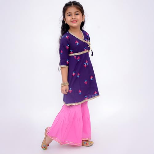 Image of LITTLE GINNIE Girls Kurta Sharara Set | Traditional Ethnic Wear for Kids