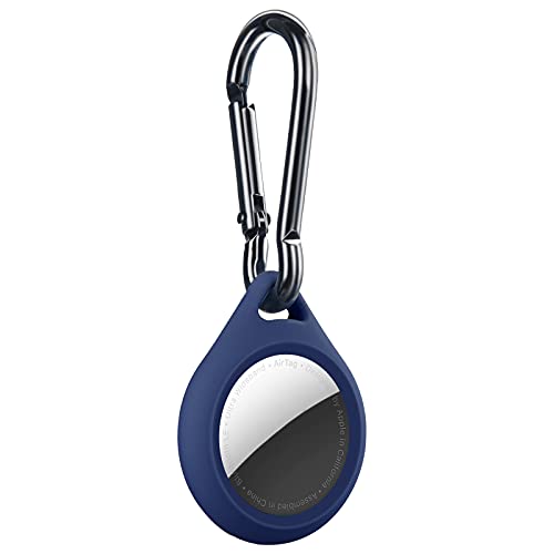 TICARVE AirTag Anhänger ultraleichte Silikon Hülle für AirTags, kratzfester Schutz mit Schlüsselanhänger für den Neue Apple AirTags 2021 (Dunkelblau) Cover