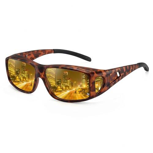 Image of Bio-th Night Driving Glasses for Men Women, Fit Over Glasses Anti Glare Polarized Night Vision Glasses for Driving,HD Lens
