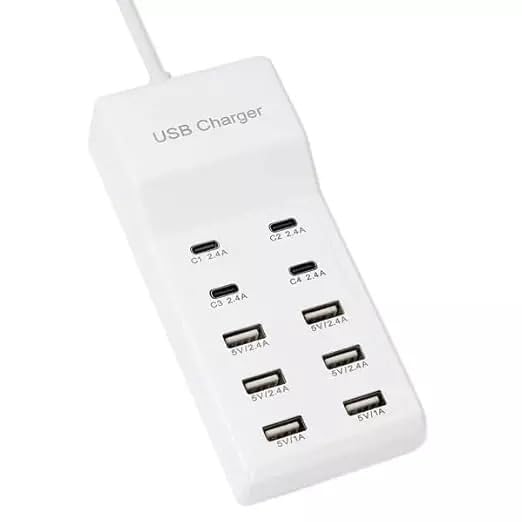 BKC USB Charger USB C Charging Station 10 Ports Multiple USB Charger Station (4 USB C Port) Power Hub Strip Smart Plug Charging Station for Phones Tablet Smartwatch Headphones Speakers-picture-42