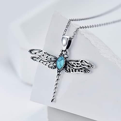 Wteniy Sterling Silver Dragonfly Pendant Necklace For Women Mom Turquoise Moonstone Animal Jewelry Gifts (Turquoise) #TOP3