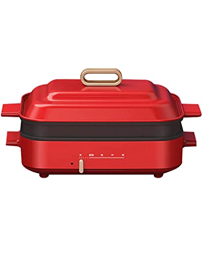 ROLTIN Sartén para Barbacoa multifunción, Olla Caliente Antiadherente eléctrica de 1300W, Cocina eléctrica Ajustable para Hornear, Parrilla Interior para Fiesta y Camping