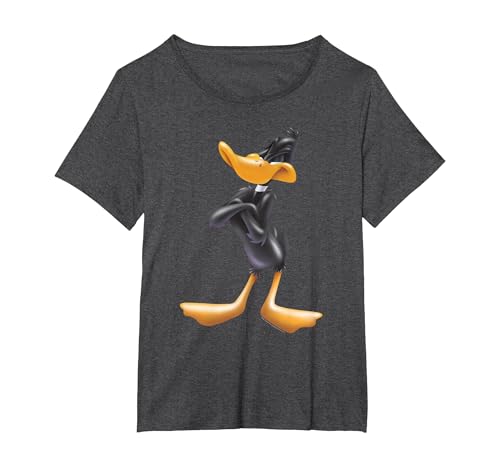 Looney Tunes Daffy Duck Airbrushed T-Shirt, Women's Plus, Dark Heather Grey, 6X