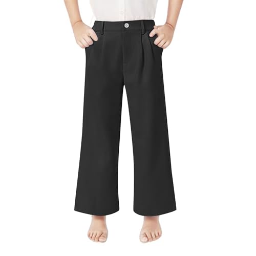 Girls Wide Leg Straight Pants Casual Elastic Waist Solid Soft Comfy Sweatpants for Kids Summer Loose Fit Outfits2