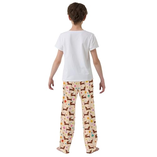Dachshund Colorful Ball Boys Long Pants Soft Trousers Elastic Waist Kids Lounge Bottoms with Pockets S-XL3