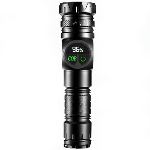 Image of Torches LED Super Bright 500000 Lumens with LCD Display & Magnetic Base, Zoomable Powerful Rechargeable Torch with COB Work Light, 1200mAh Built-in Battery for Camping & Emergencies[A+++ Energy Class]