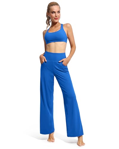 Image of Promover Wide Leg Pants Woman Yoga Pants with Pockets Stretch Loose Casual Lounge Sweatpants Petite /Regular /Tall