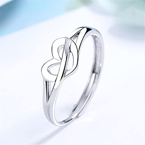 Caneer Heart Rings For Women 925 Sterling Silver, Love Rings Promise With Screw Design Mom And Daughter Dainty Adjustable Cute Simple Ring #TOP2