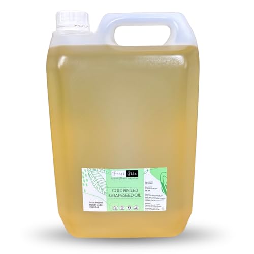 Freshskin Beauty LTD | Grapeseed Oil 5 Litre 100% Pure & Natural Cold Pressed Carrier Oil - Ideal for Hair Skin Massage Face Beard and Aromatherapy (5000ml)