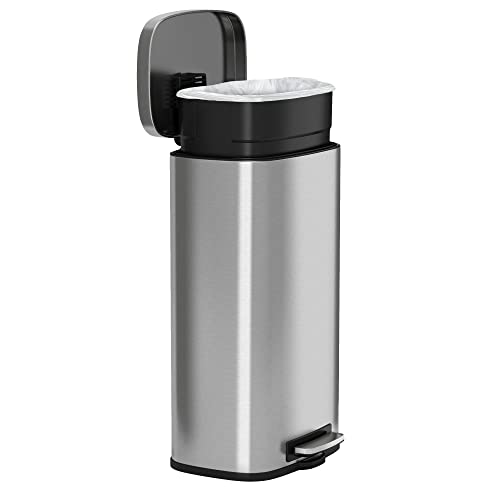 Itouchless Softstep 8 Gallon Step Trash Can With Odor Control System & Removable Inner Bucket, Stainless Steel 30 Liter Pedal Garbage Bin For Office, Home And Kitchen #TOP3