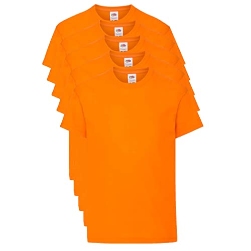 Fruit of the Loom T Originale Shirt, Arancione, 3-4 Anni (Pacco da 5) Unisex-Bambini e Ragazzi