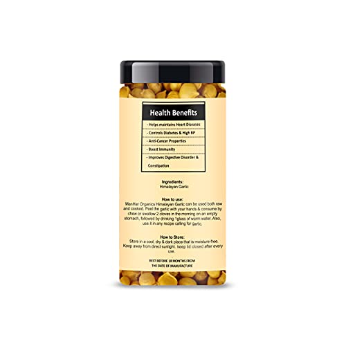 Image of ManHar Organics Kashmiri Garlic (Lehsun) 240 grams, A Taste Of Himalayan Tradition, Premium Himalayan Single Clove Garlic For Strong Immunity & Diabetes (Pack of 2, 120gm each)