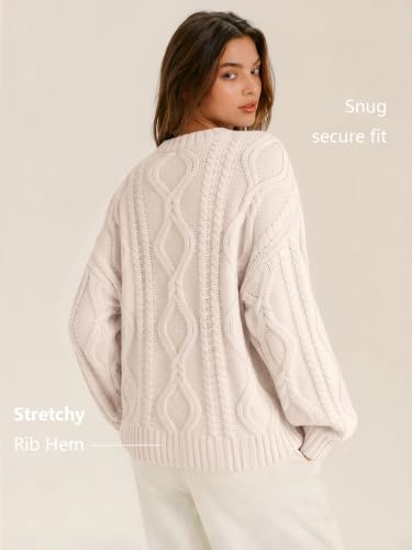 Image of Trendy Queen Women's Oversized Cable Knit Sweaters 2026 Fall Outfits | Quiet Luxury Style, Chunky Knit Texture, Winter Holiday Outfit, Easy Layering Piece, Fall Fashion Staple