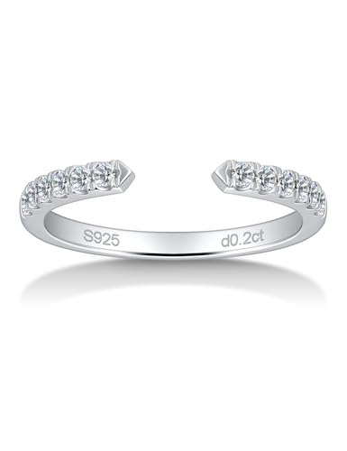 Moissanite Open Ring Adjustable Stackable Engagement Anniversary Jewelry