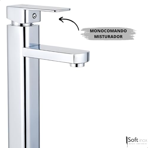 SOFTINOX Torneira Banheiro Quadrada Lavabo Bica Alta Absolute