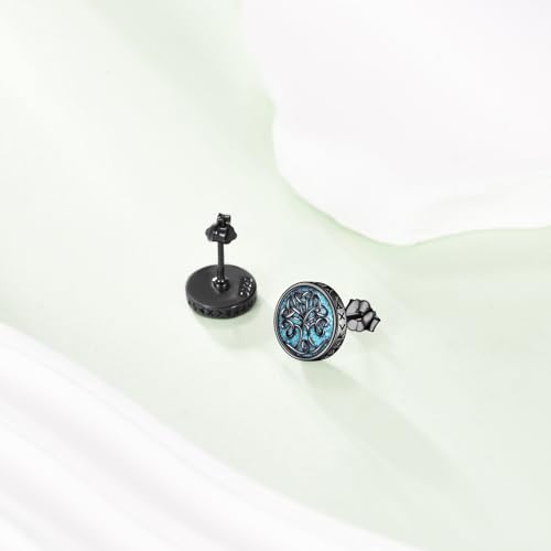 Turquoise Viking Earrings S925 Sterling Silver Viking Stud Earrings Jewelry Gifts For Men Women4