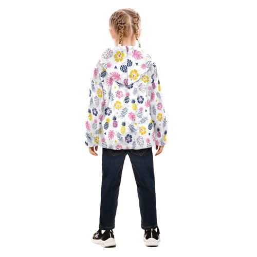 OTVEE Hibiscus Flowers Pineapples Leaves Kids Hoodie Jacket Fall Spring Full Zip Warm Outwear Coat4