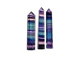 QIANYA 1 pcs Rainbow Fluorite Crystal Tower Point/Beautiful Healing Stone, and Keep Negative Energies Away