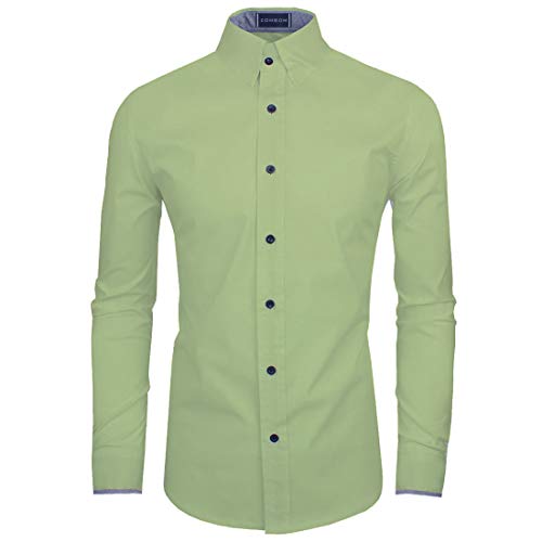 Image of Zombom Men's Solid Cotton Blend Regular Fit Full Sleeve Collared Neck Casual Shirt for Men